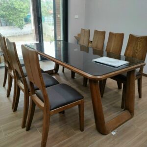 Bộ bàn ăn gỗ sồi nga 6 ghế bọc đệm cao cấp