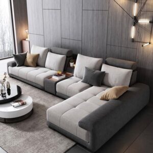 Sofa góc L bọc nỉ nhập khẩu 3m2x1m7 kèm bàn trà