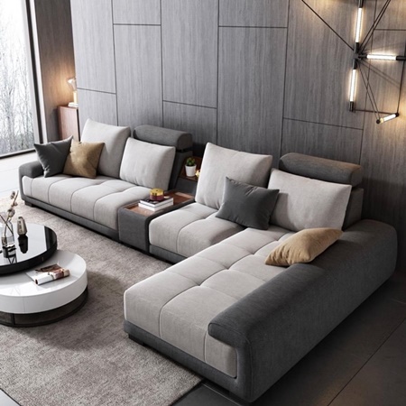 Sofa góc L bọc nỉ nhập khẩu 3m2x1m7 kèm bàn trà